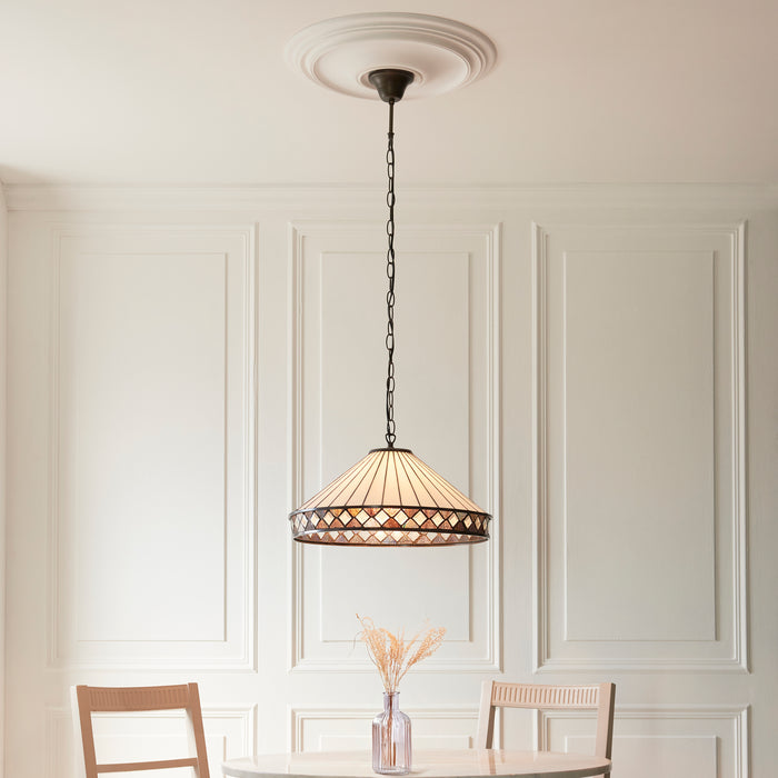 Fargo Large Tiffany Ceiling Light - 3 Bulb Fitting — alternate view