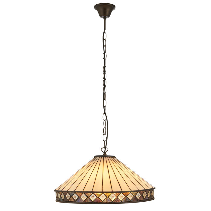 Fargo Large Tiffany Ceiling Light - 3 Bulb Fitting — close-up detail