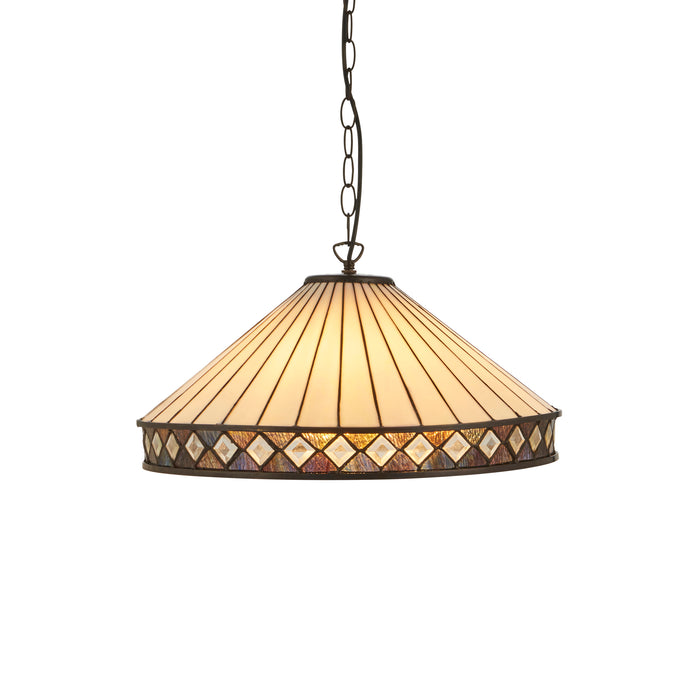 Fargo Large Tiffany Ceiling Light - 3 Bulb Fitting — rear view