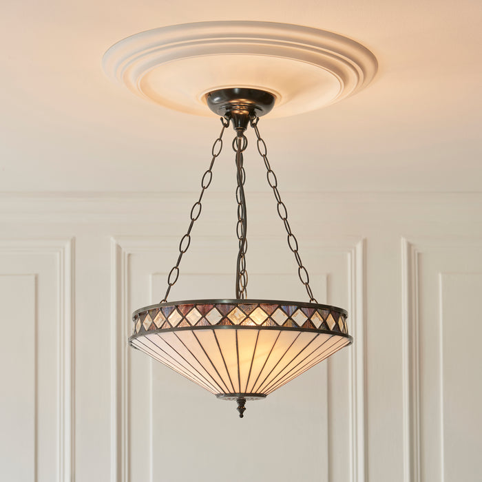 Fargo Medium Inverted Tiffany Ceiling Light (adjustable) — alternate view