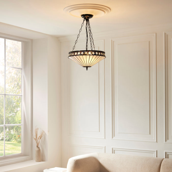 Fargo Medium Inverted Tiffany Ceiling Light (adjustable) — close-up detail