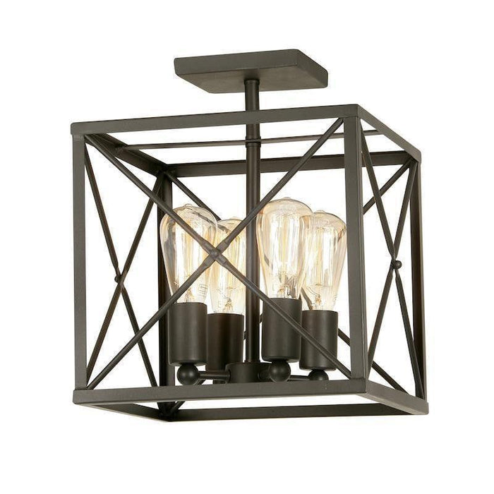 Traditional Flush & Semi Flush Ceiling Lights - Farsund 4 Light Silver Brushed Black Semi Flush Ceiling Light 2136/4