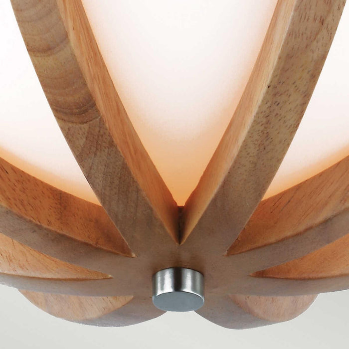 Feiss Allier Flush Mount 2 Light Wood Ceiling Light Living Room Image 2