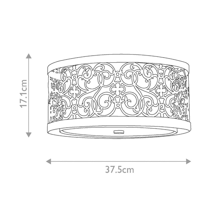 Feiss Arabesque Silver Leaf 2 Light Ceiling Flush — close-up detail