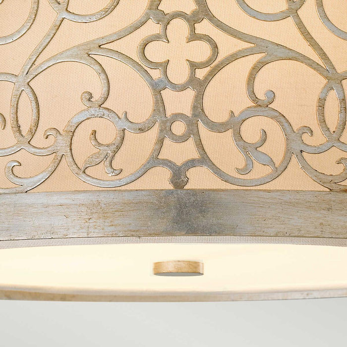 Feiss Arabesque Silver Leaf 2 Light Ceiling Flush Living room wide shot