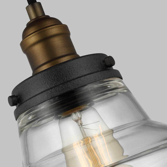 Feiss Baskin 1 Light Aged Brass & Zinc Ceiling Pendant - 26cm-Ceiling Pendant Lights-Elstead Lighting-4-Tiffany Lighting Direct