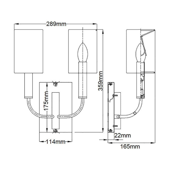 Feiss Brianna 2 Light Brass Wall Light — close-up detail