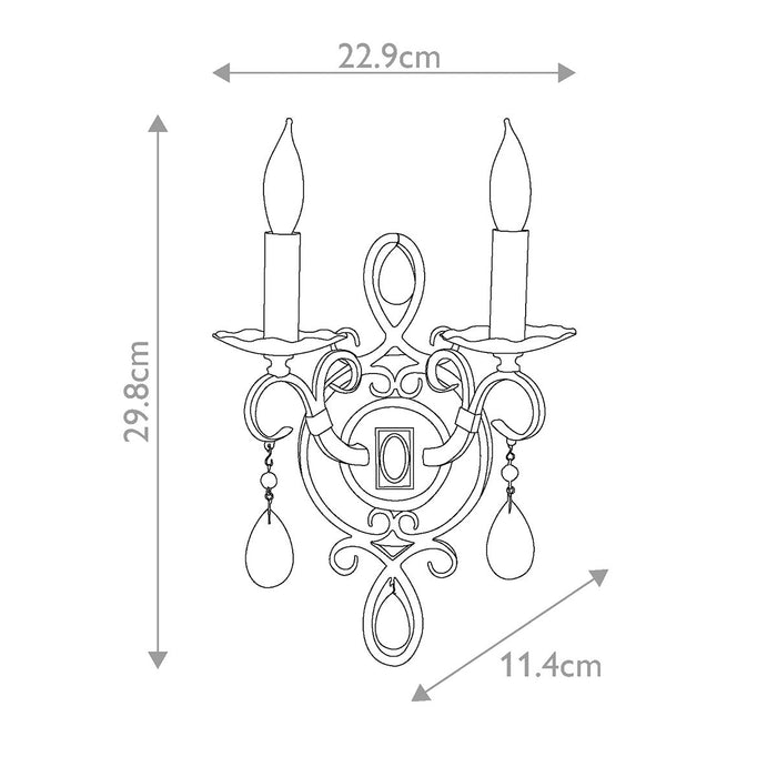 Feiss Chateau 2 Light Bronze Wall Light - Crystal Drops — close-up detail