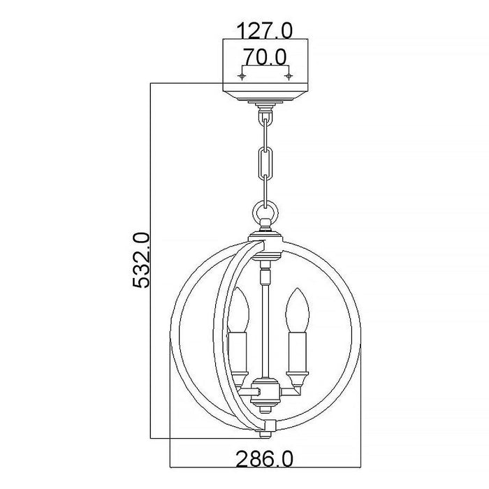 Feiss Corinne 3 Light Small Polished Nickel Ceiling Pendant — alternate view