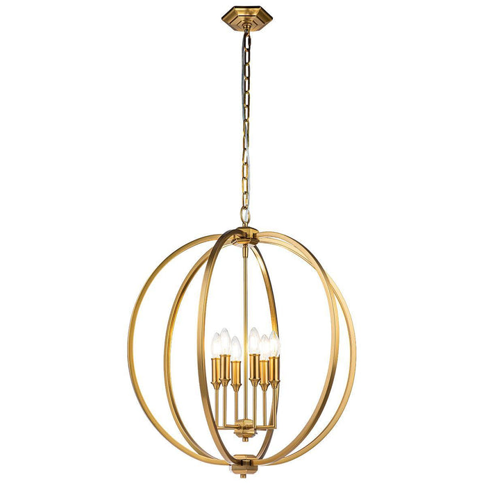 Feiss Corinne 6 Light Brass Pendant-Ceiling Pendant Lights-Elstead Lighting-1-Tiffany Lighting Direct