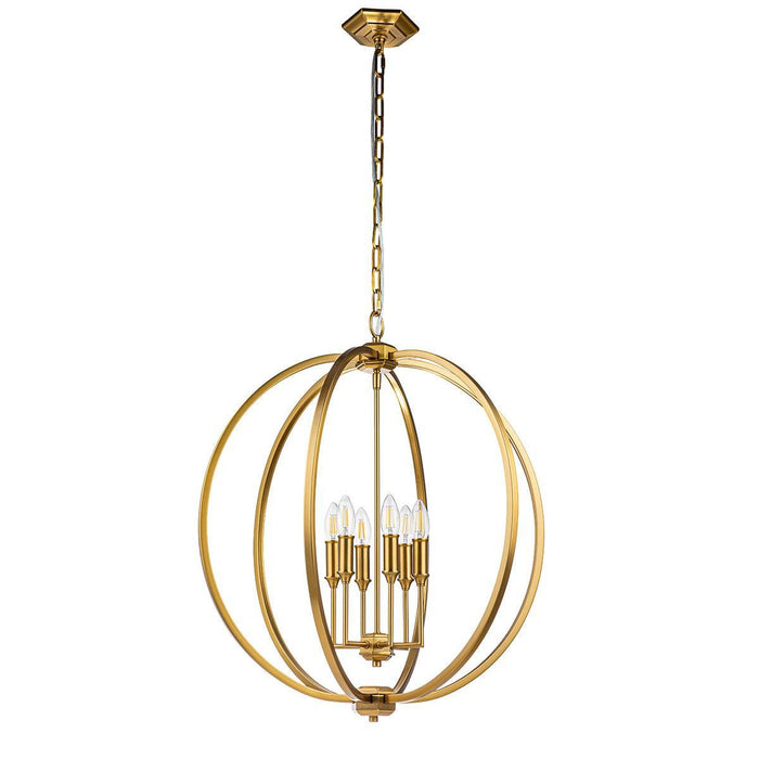 Feiss Corinne 6 Light Brass Pendant-Ceiling Pendant Lights-Elstead Lighting-5-Tiffany Lighting Direct