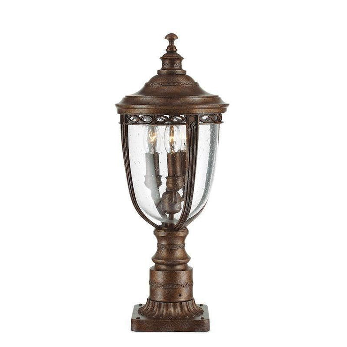 Elstead English Bridle British Bronze Finish Medium Outdoor Pedestal Lantern