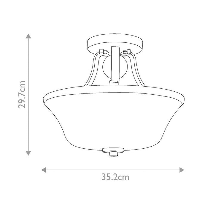 Feiss Evington 2 Light Semi-Flush Satin Nickel Ceiling Light — close-up detail