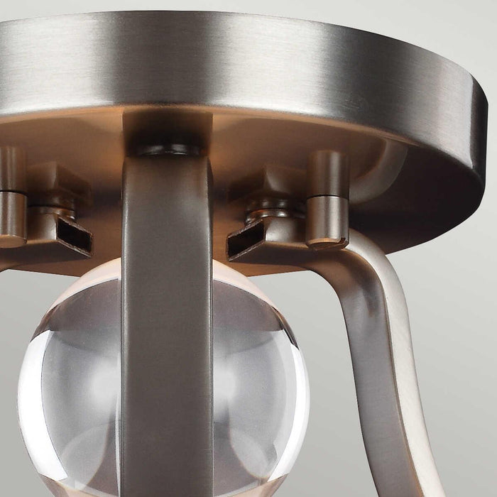 Feiss Evington 2 Light Semi-Flush Satin Nickel Ceiling Light Living room wide shot