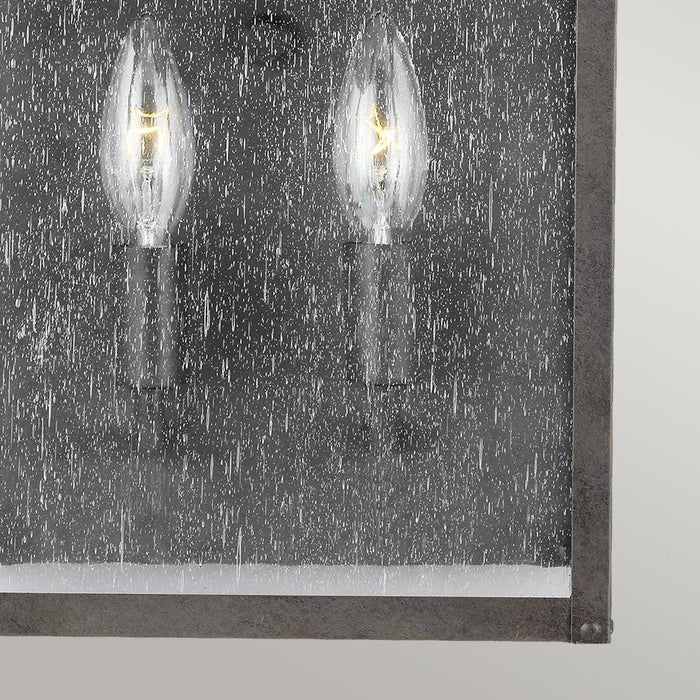 feiss galena 2 light black outdoor half lantern Detailed Close Up