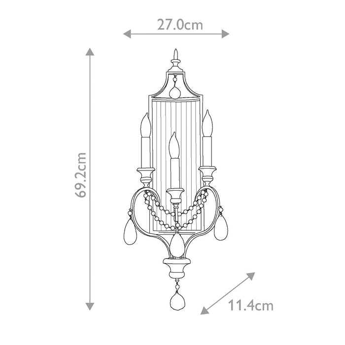 Feiss Gianna 3 Light gilded Silver Wall Light — close-up detail