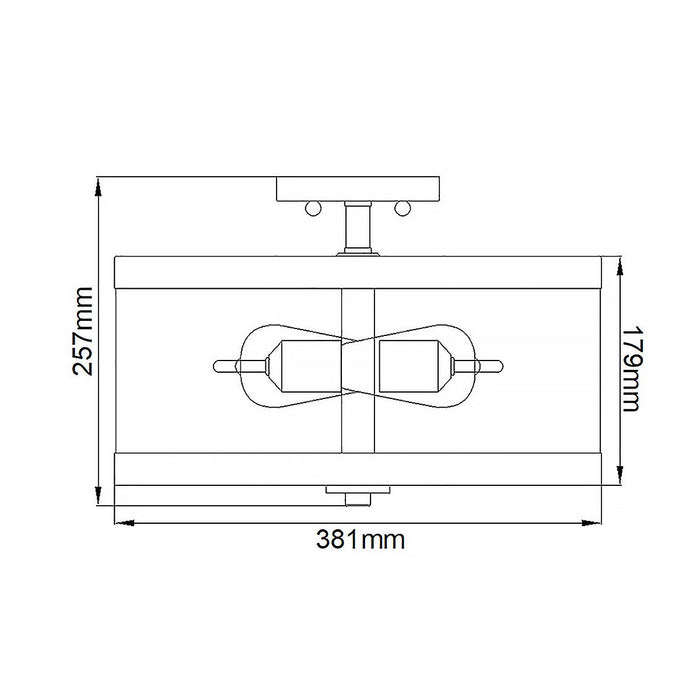 Feiss Harrow 2 Light Semi Flush Polished Nickel Ceiling Light — close-up detail