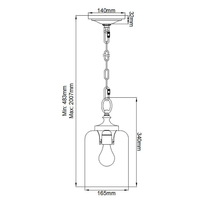 Feiss Hounslow 1 Light Brass Mini Pendant - Glass Shade — close-up detail