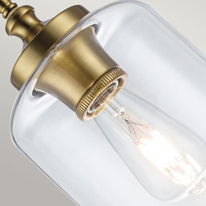 Feiss Hounslow 1 Light Brass Mini Pendant - Glass Shade-Ceiling Pendant Lights-Elstead Lighting-2-Tiffany Lighting Direct