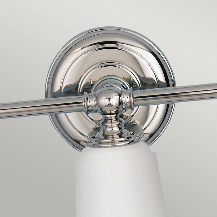feiss huguenot lake polished chrome finish 3 light bathroom above mirror light Close Up