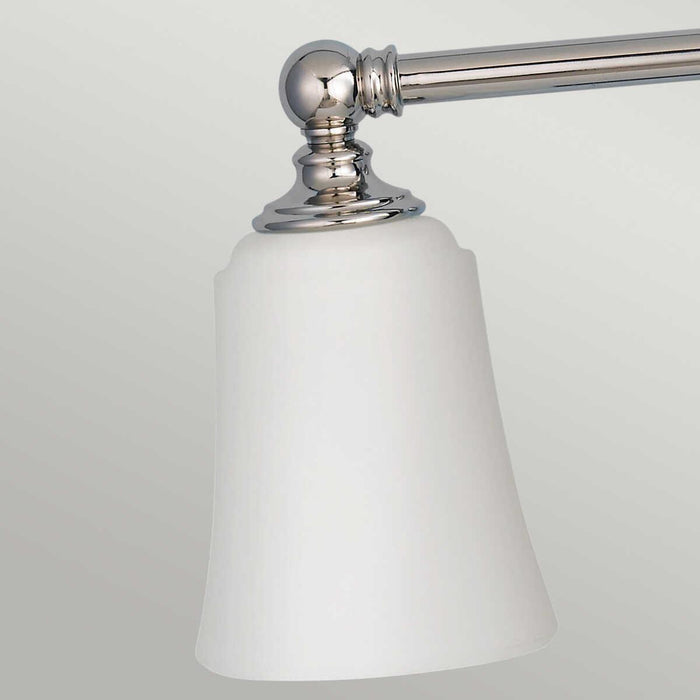 feiss huguenot lake polished chrome finish 3 light bathroom above mirror light Detailed Close Up