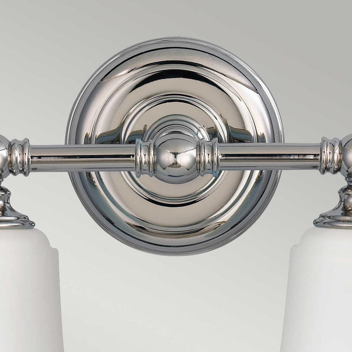 feiss huguenot lake polished chrome finish 2 light bathroom above mirror light Close Up