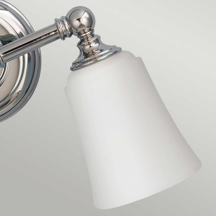 feiss huguenot lake polished chrome finish 2 light bathroom above mirror light Detailed Close Up