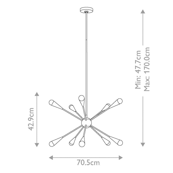 Feiss Jax 10 Light Polished Nickel Chandelier — rear view