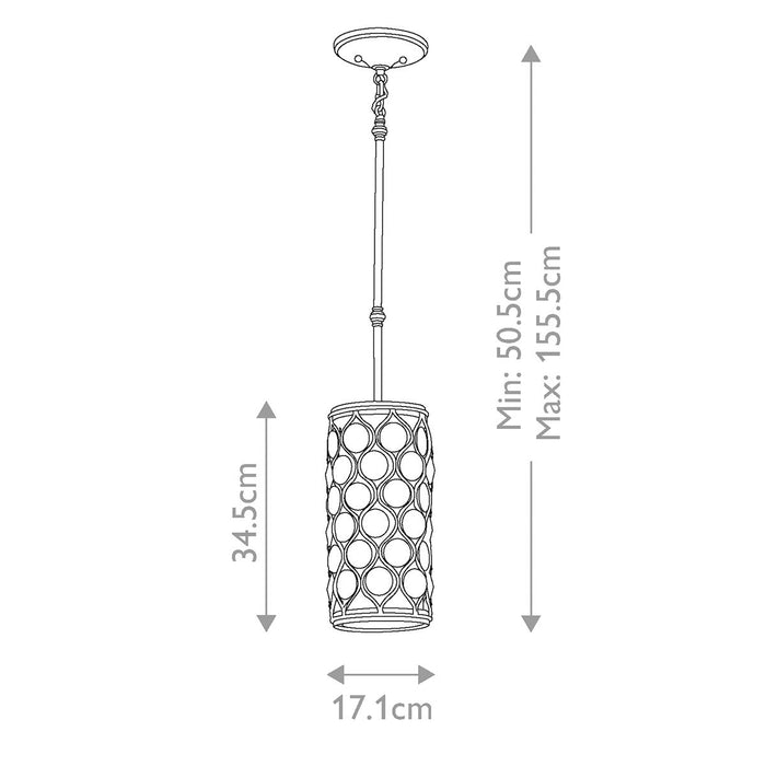 Feiss Lucia Mini Silver & Crystsal Pendant Ceiling Light — close-up detail