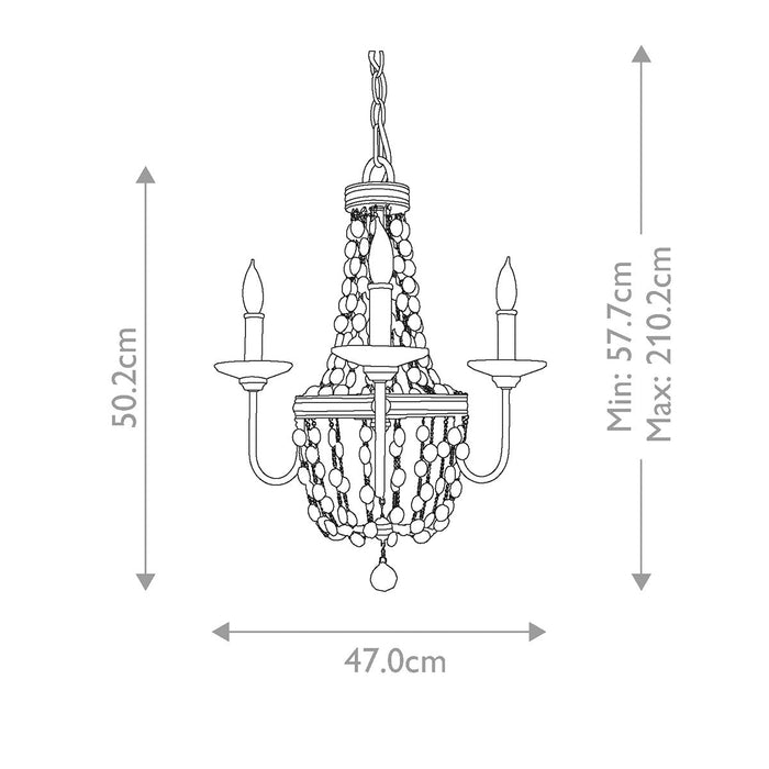 Feiss Malia 3 Light Chandelier Ceiling Light - Polished Nickel — close-up detail