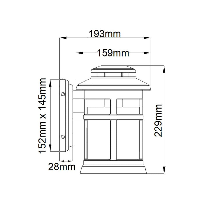 Feiss Newport 1 Light Small Bronze Wall Outdoor Light — close-up detail