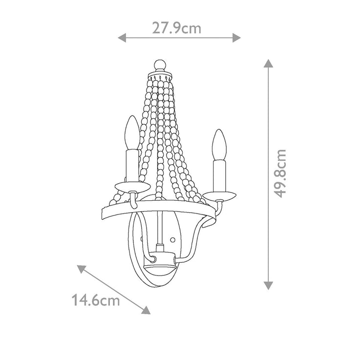 Feiss Nori 2 Light Zinc & Grey Beaded Wall Light — close-up detail