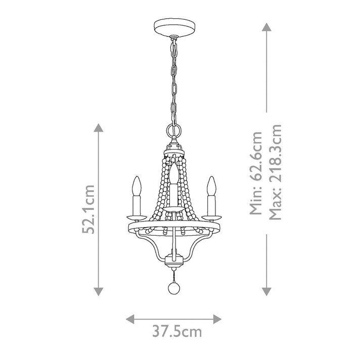 Feiss Nori 3 Light Zinc & Wood Chandelier — rear view