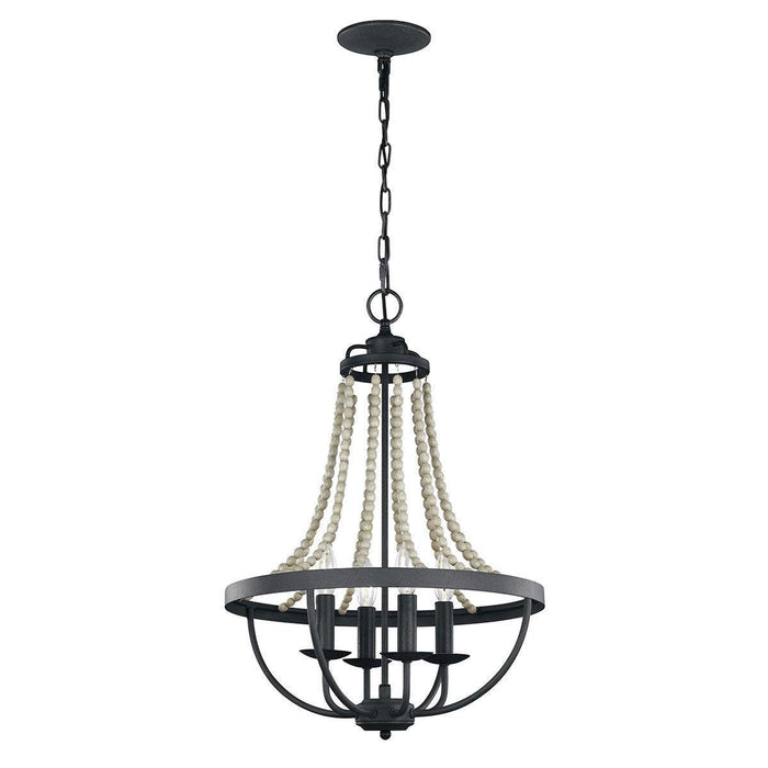 Feiss Nori 4 Light Zinc & Wood Bead Chandelier-Elstead Lighting-1-Tiffany Lighting Direct