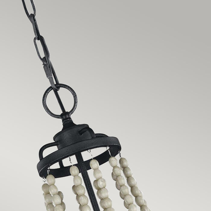 Feiss Nori 4 Light Zinc & Wood Bead Chandelier — product detail