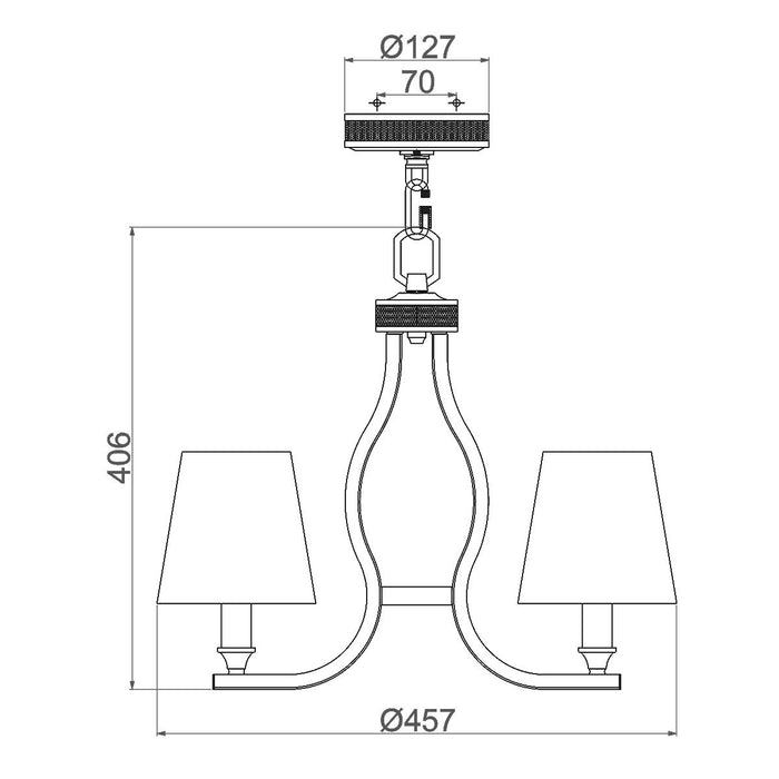 Feiss Pave 3 Light Chandelier Ceiling Light - Polished Nickel — rear view