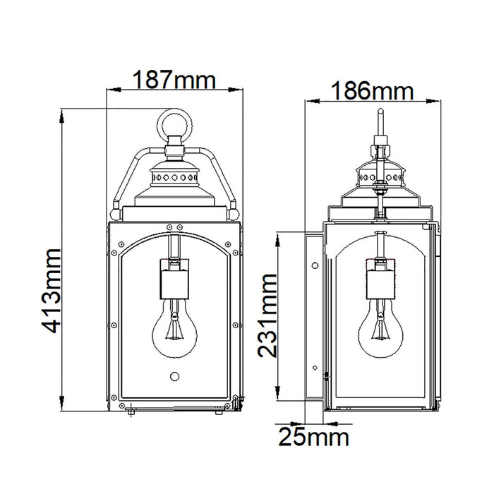 Feiss Randhurst 1 Light Medium Copper Outdoor Wall Light — close-up detail