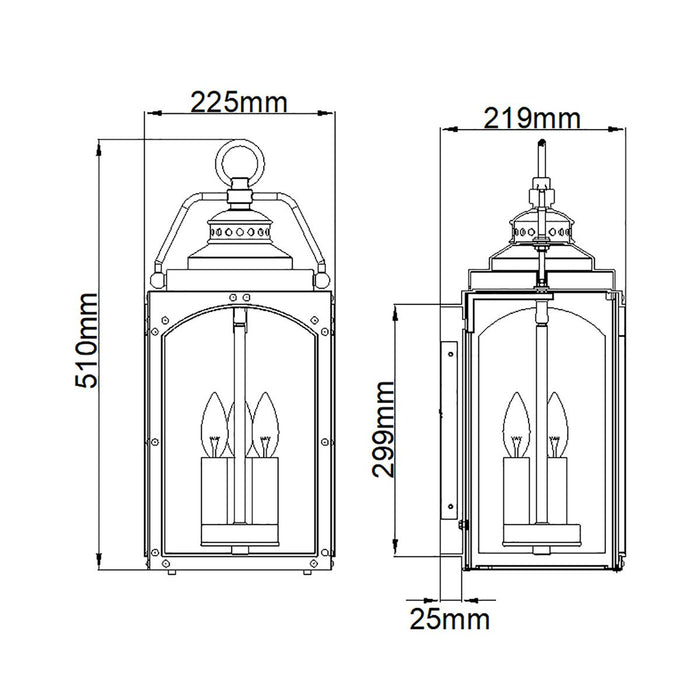 Feiss Randhurst 3 Light Large Copper Outdoor Wall Light — close-up detail