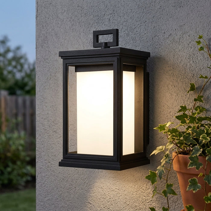 Feiss Roscoe Small Black Outdoor Wall Light by Elstead Lighting — suits living rooms, bedrooms & hallways
