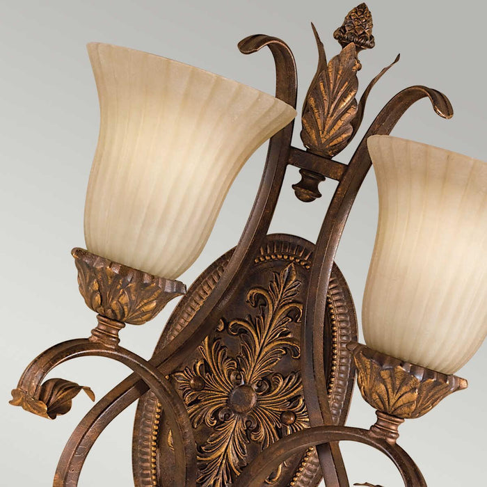 feiss sonoma valley aged tortoise shell twin arm wall light Close Up LED Bulb