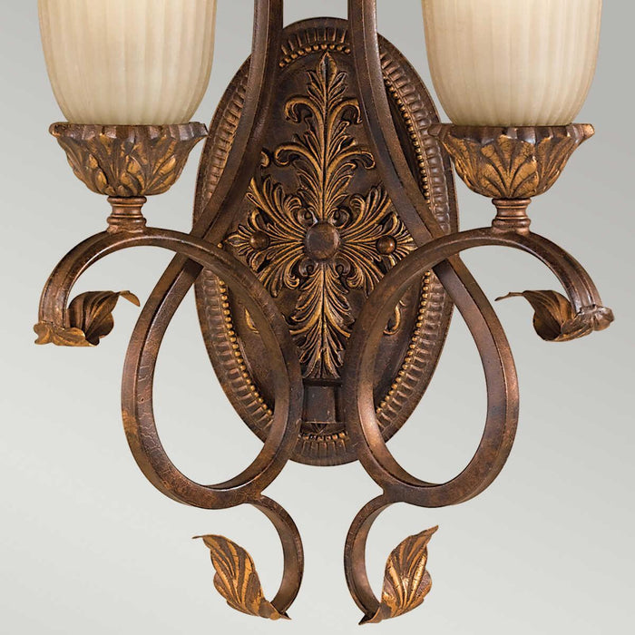 feiss sonoma valley aged tortoise shell twin arm wall light Detailed Close Up