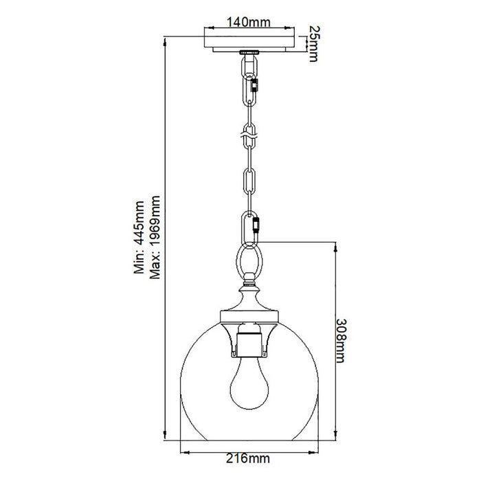 Feiss Tabby 1 Light Mini Pendant - Clear Glass Shade — close-up detail