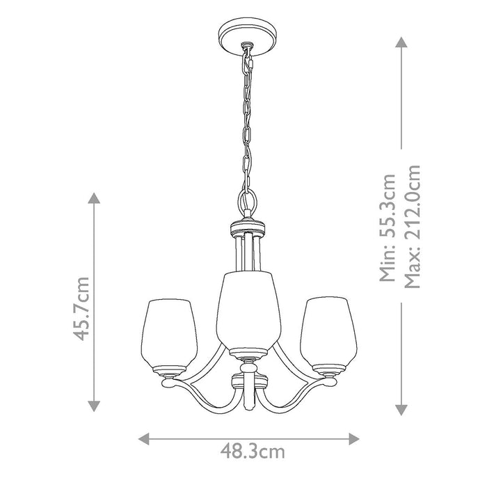 Feiss Vintner 3 Light Chandelier Ceiling Light - Satin Nickel — rear view