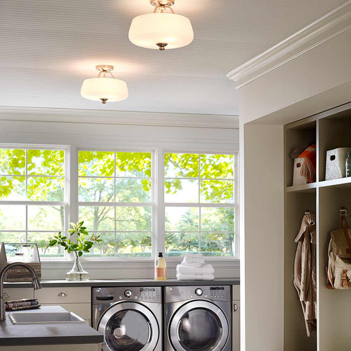 Feiss Vintner 3 Light Semi-Flush Satin Nickel Ceiling Light — alternate view