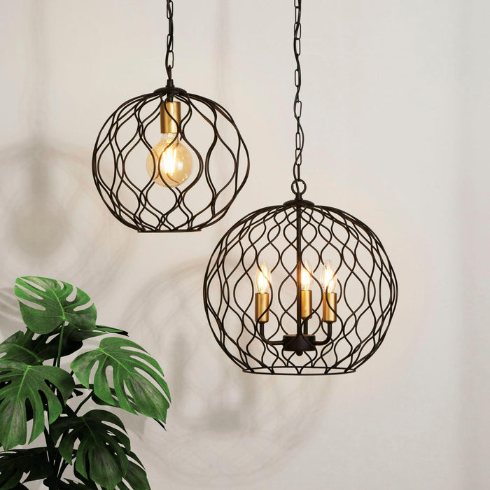 Finesse 1 Light Black Wavey Bar Pendant - Gold Lampholder-Ceiling Pendant Lights-3-Tiffany Lighting Direct