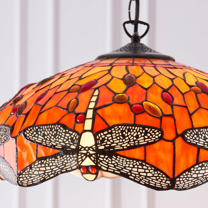 flame dragonfly medium tiffany ceiling light 3 bulb fitting Living room lighting image