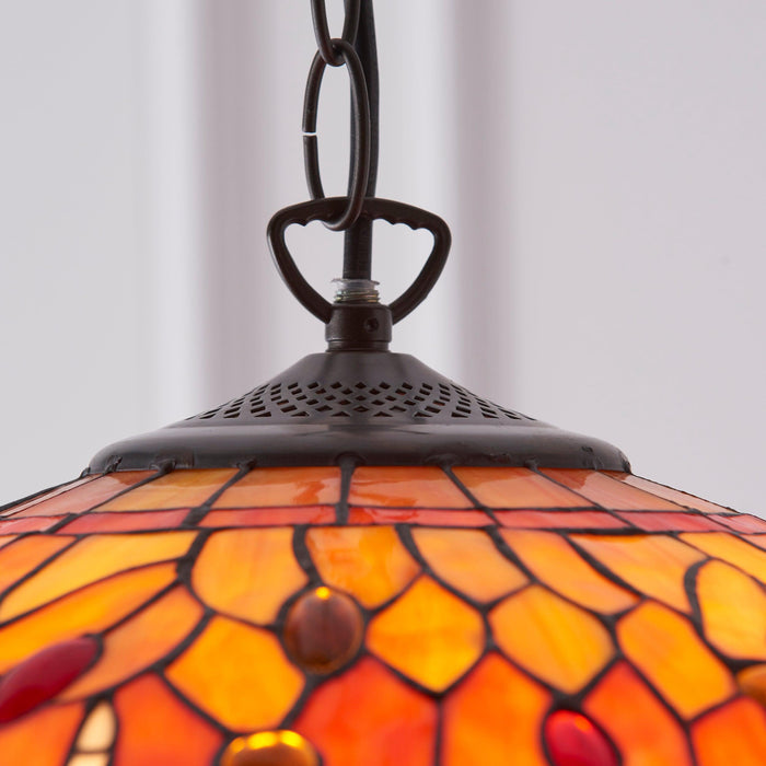 flame dragonfly medium tiffany ceiling light 3 bulb fitting Living room lighting image
