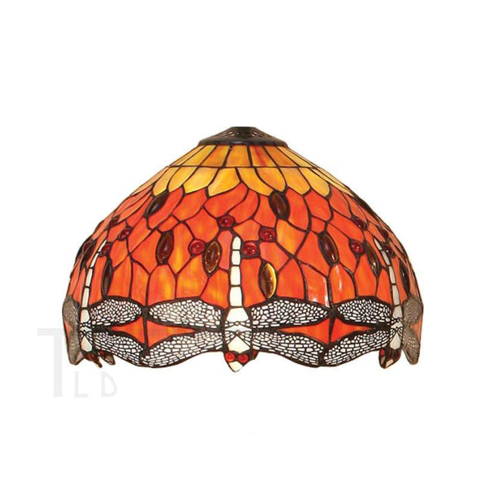 Flame Dragonfly Small Tiffany Shade (Shade Only) by Interiors 1900 — suits living rooms & bedrooms