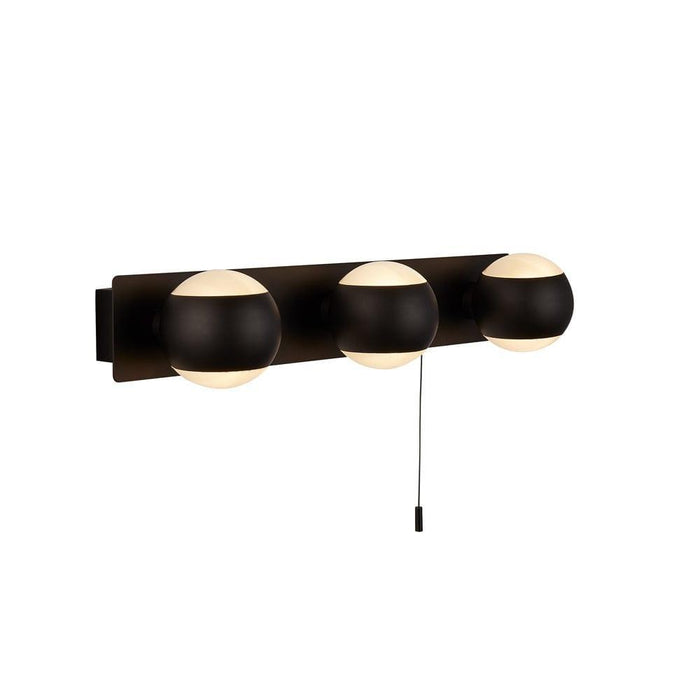 flare 3 lt black ball bathroom up down wall light pull switch
