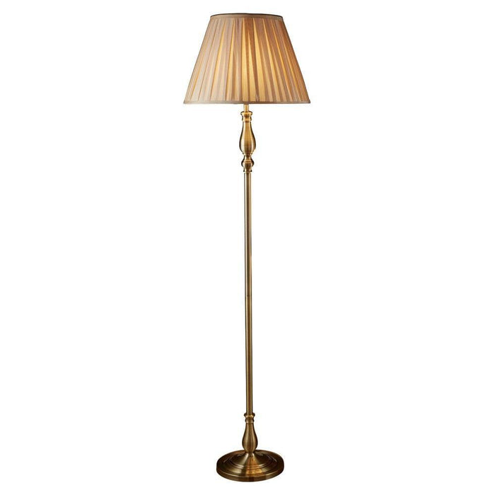 Flemish Brass Floor Lamp - Mink Pleated Shade Searchlight by 1